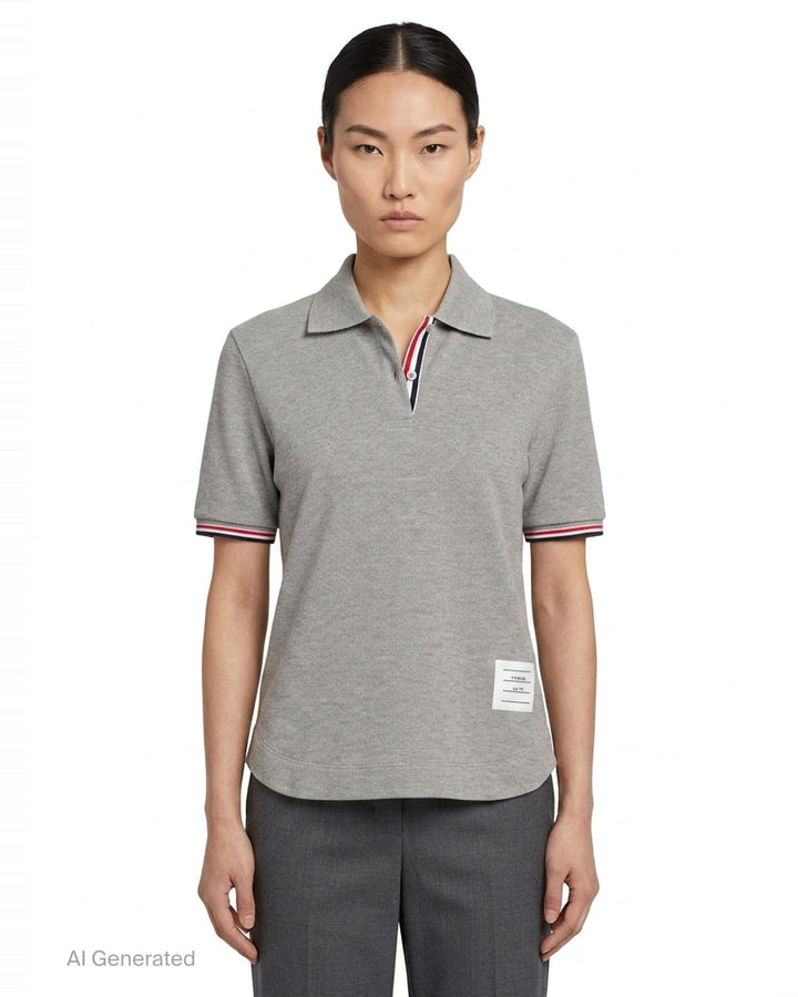 Keyhole Polo with Stripe Tipping | Thom Browne | Club21 - front