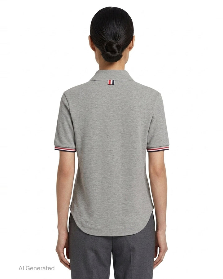 Keyhole Polo with Stripe Tipping | Thom Browne | Club21 - back