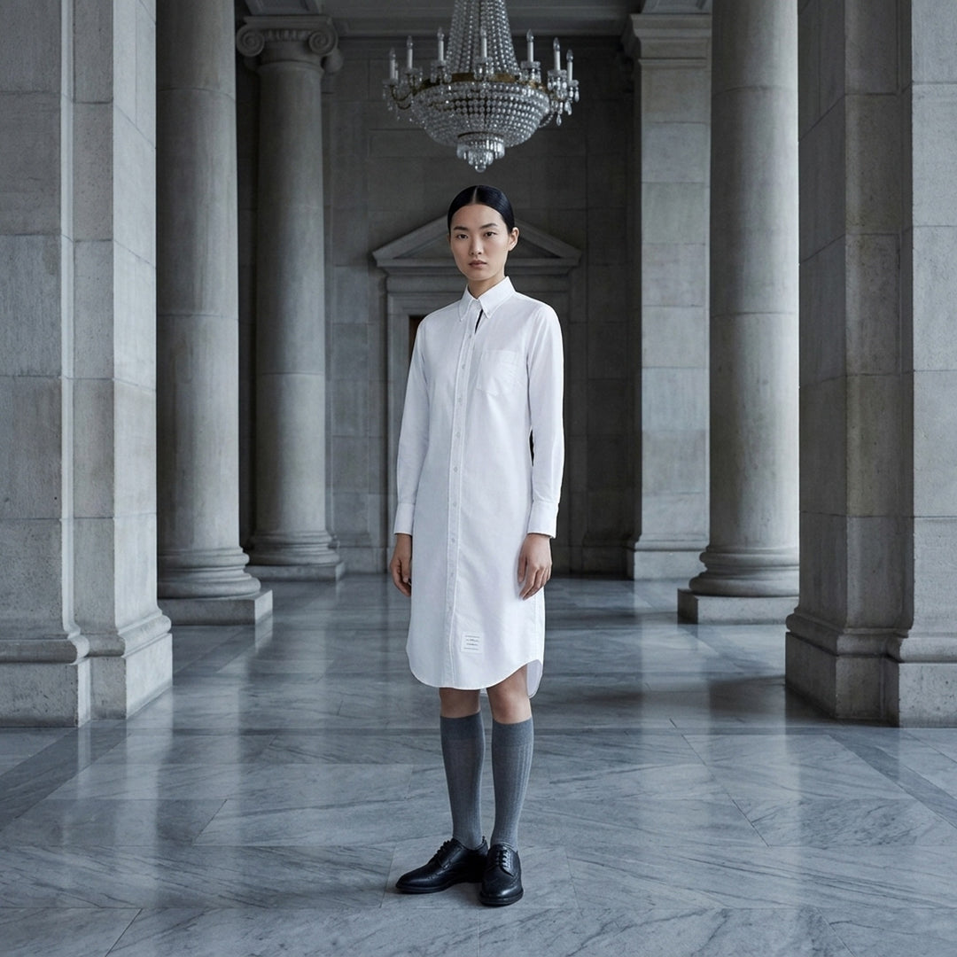 Knee Length Point Collar Shirt Dress | Thom Browne | Club21 - lifestyle