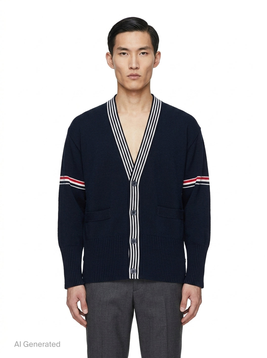 Lobster Jersey Stitch V-Neck Cardigan | Thom Browne | Club21 - front