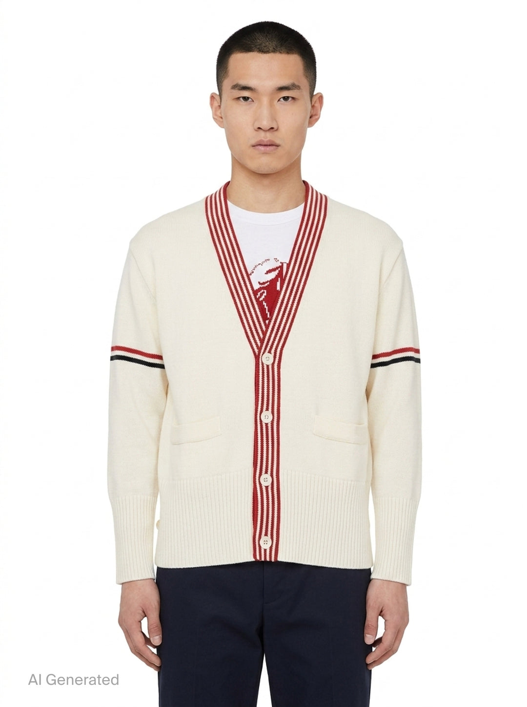 Lobster V-Neck Cardigan | Thom Browne | Club21 - front