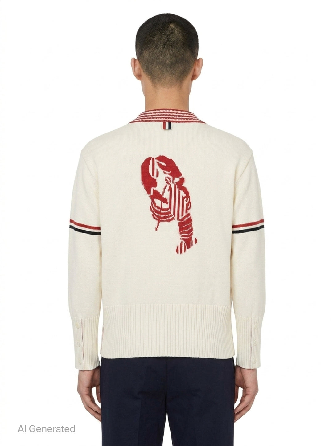 Lobster V-Neck Cardigan | Thom Browne | Club21 - back