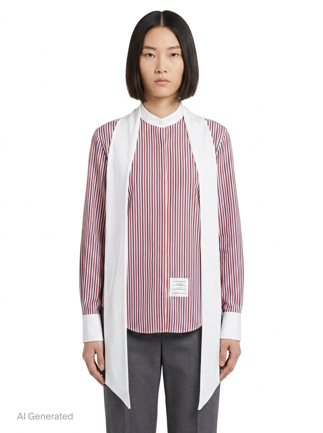 Long Sleeve Detachable Collar Blouse | Thom Browne | Club21 - front