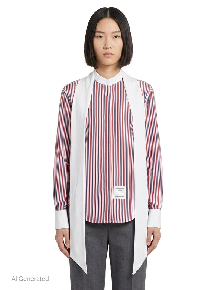 Long Sleeve Detachable Collar Blouse | Thom Browne | Club21 - front