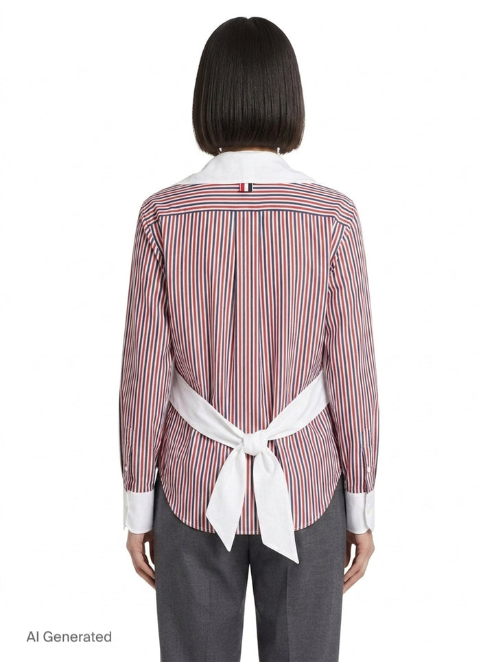Long Sleeve Detachable Collar Blouse | Thom Browne | Club21 - back