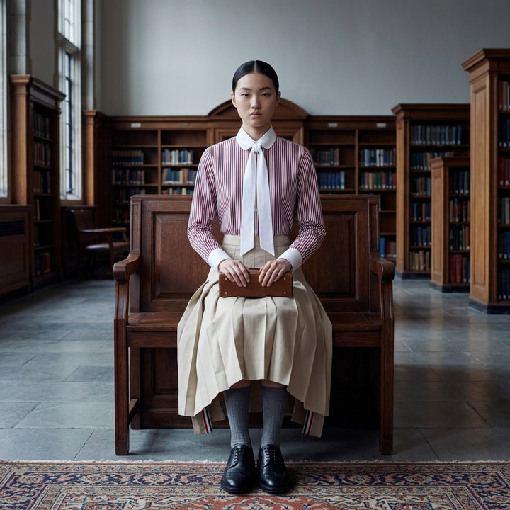 Long Sleeve Detachable Collar Blouse | Thom Browne | Club21 - lifestyle