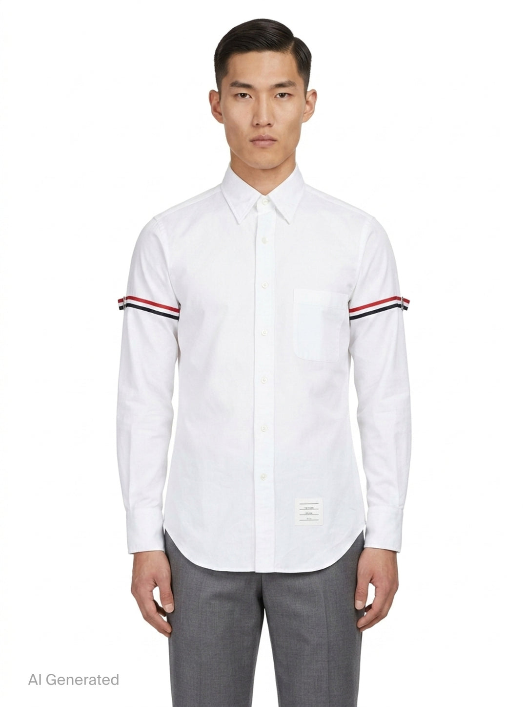 Long Sleeve Point Collar Shirt | Thom Browne | Club21 - front
