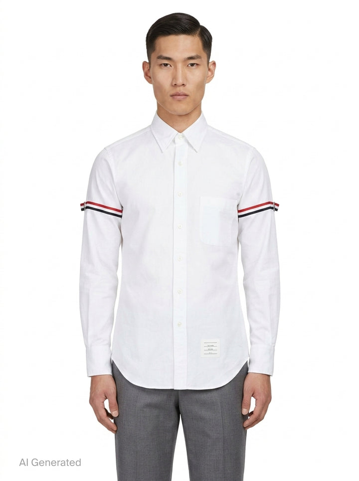 Long Sleeve Point Collar Shirt | Thom Browne | Club21 - front