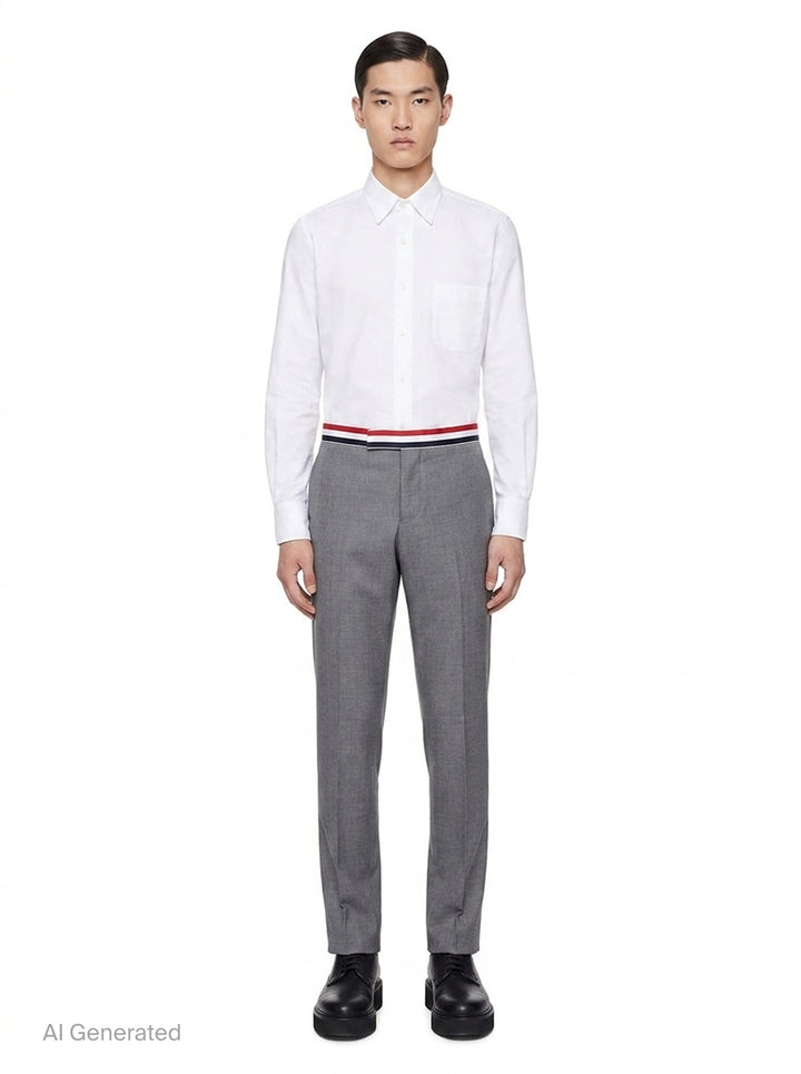 Low Rise Skinny Side Tab Trousers | Thom Browne | Club21 - front