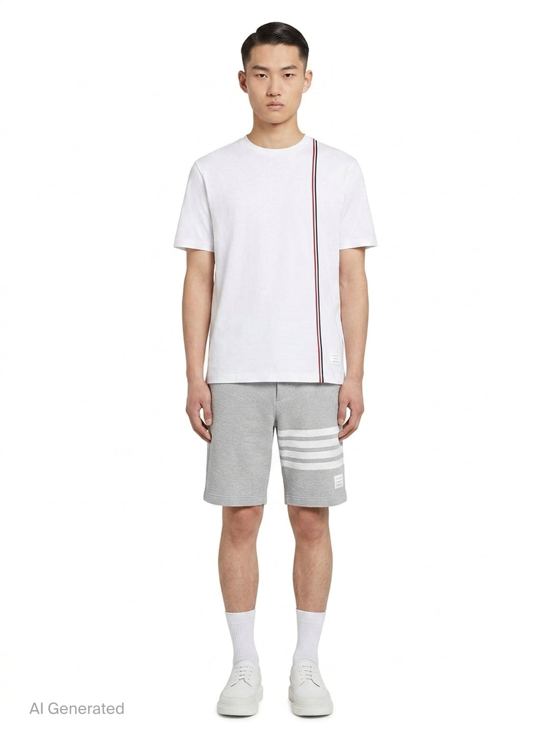 Medium Weight Diagonal Stripe Tee | Thom Browne | Club21 - front