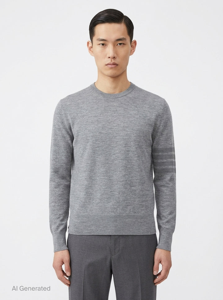 Milano Stitch Crew Neck Pullover | Thom Browne | Club21 - front