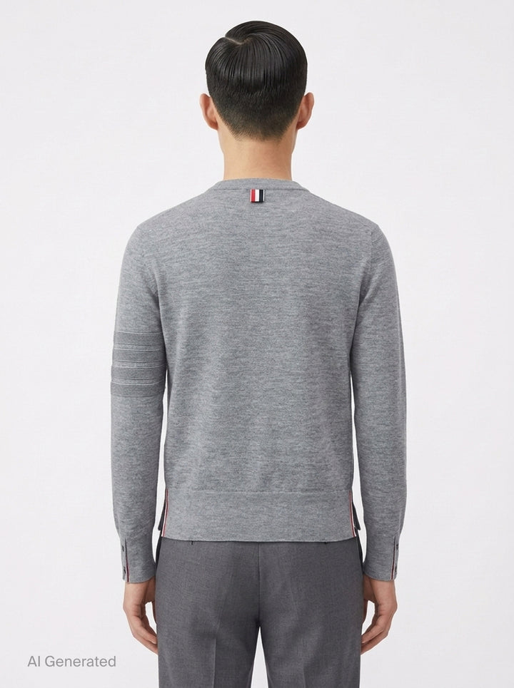 Milano Stitch Crew Neck Pullover | Thom Browne | Club21 - back