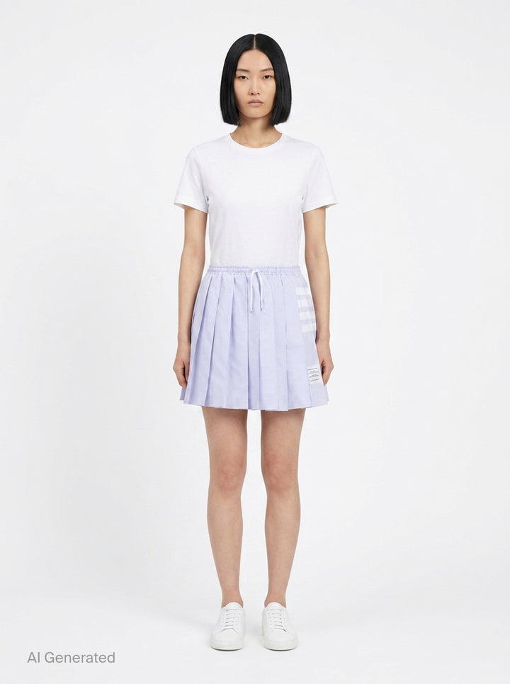 Mini Drawstring Pleated Skirt | Thom Browne | Club21 - front