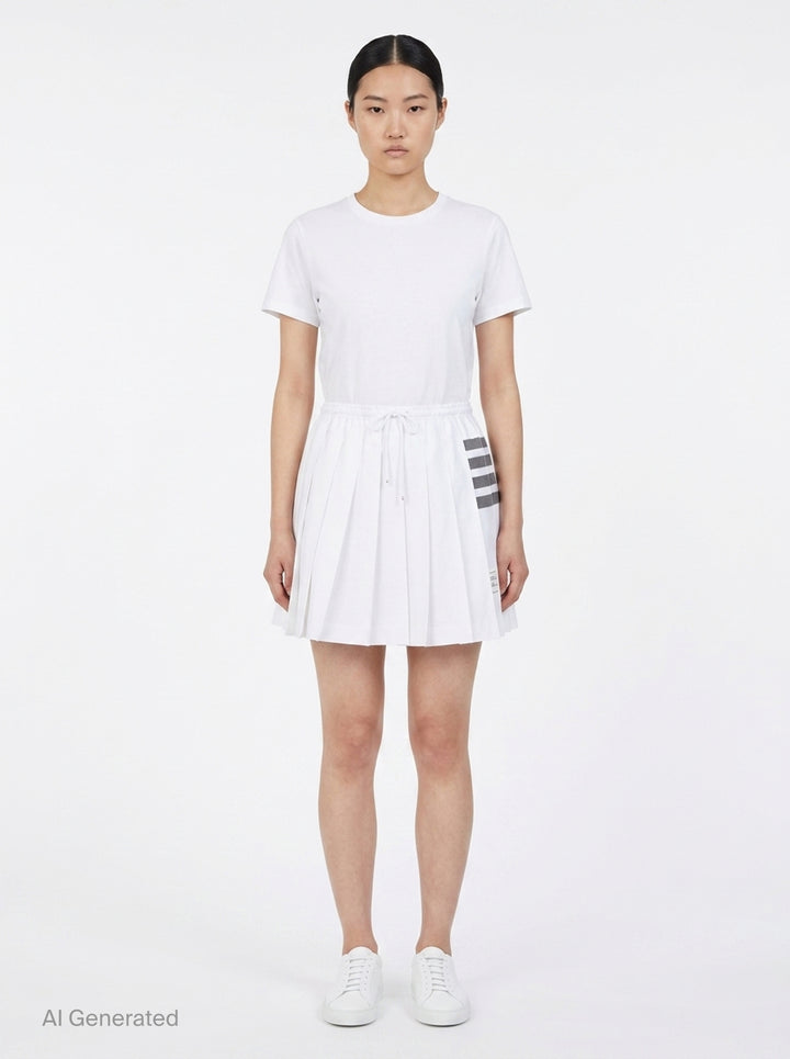 Mini Drawstring Pleated Skirt | Thom Browne | Club21 - front