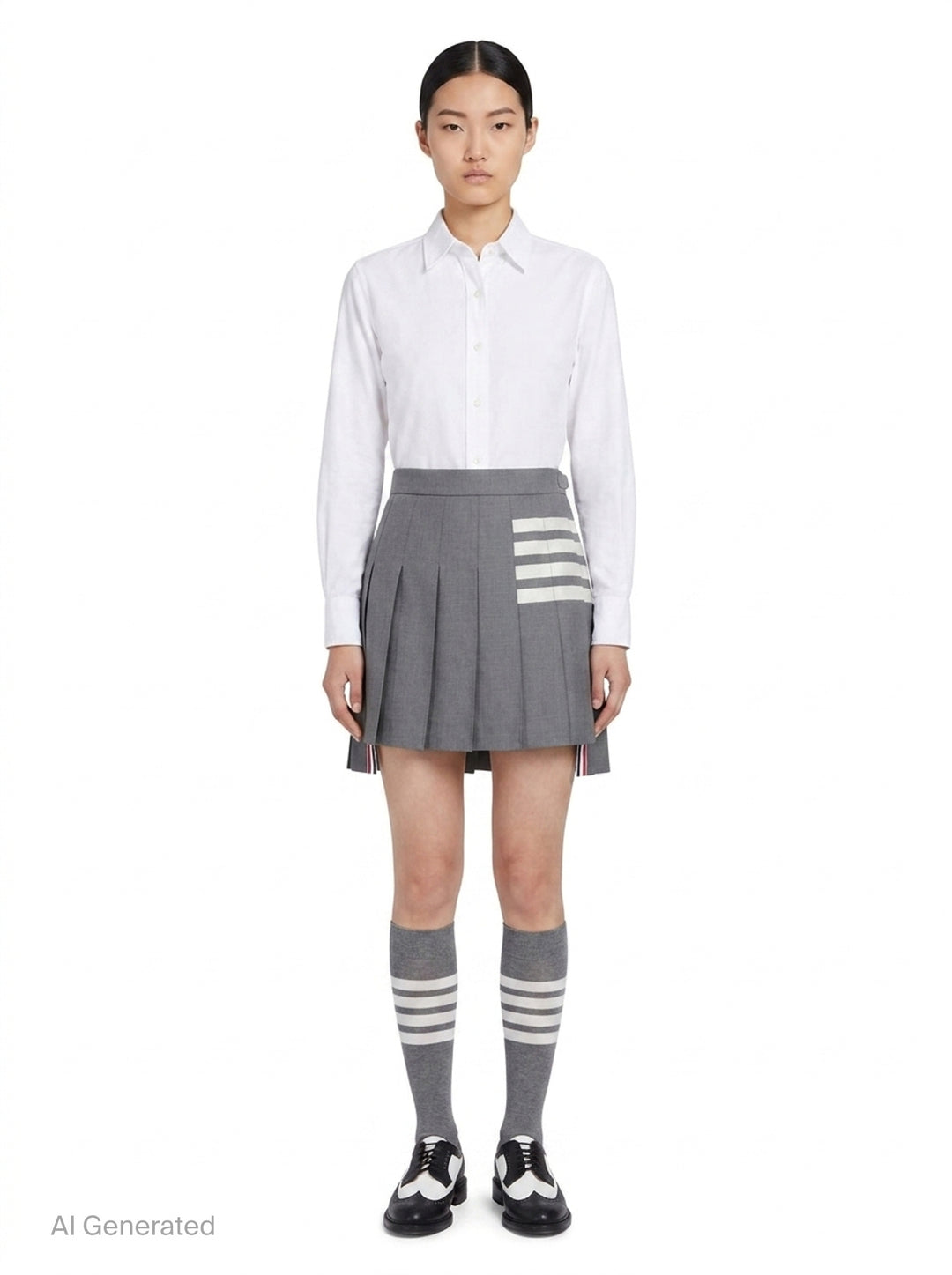 Mini Dropped Back Pleated Skirt | Thom Browne | Club21 - front