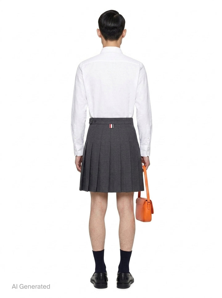 Mini Dropped Back Pleated Skirt | Thom Browne | Club21 - back