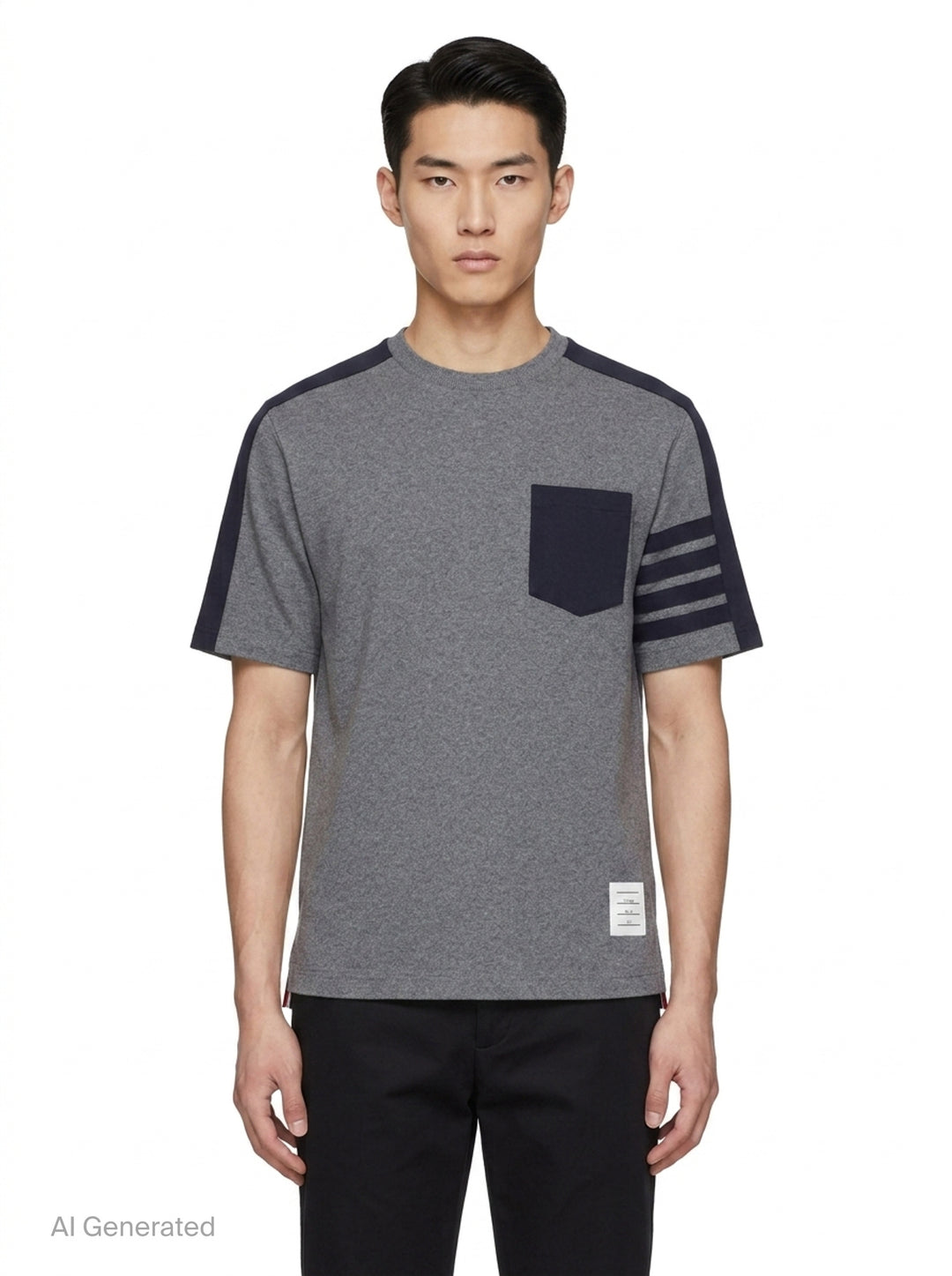 Oversized Colorblock Pocket Tee | Thom Browne | Club21 - front