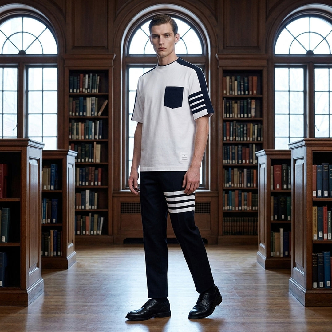Oversized Colorblock Pocket Tee | Thom Browne | Club21 - lifestyle
