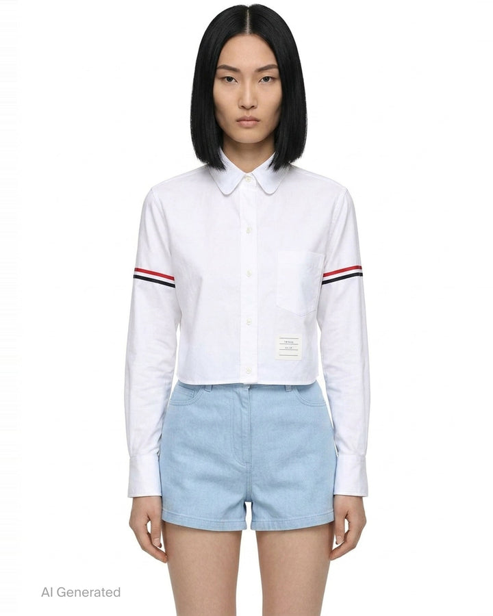 Oxford Armband Cropped Shirt | Thom Browne | Club21 - front