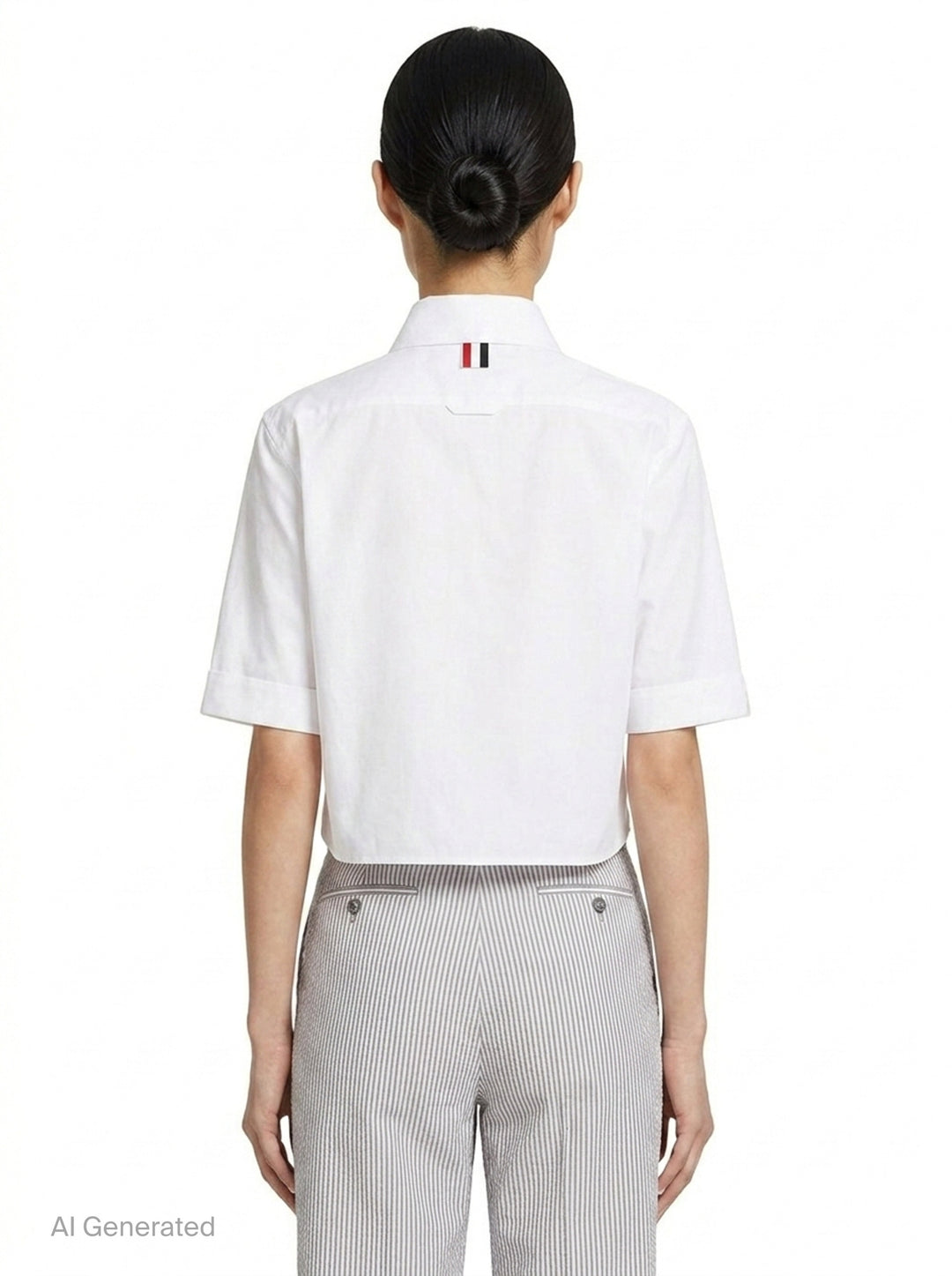 Oxford Cropped Short Sleeve Shirt | Thom Browne | Club21 - back