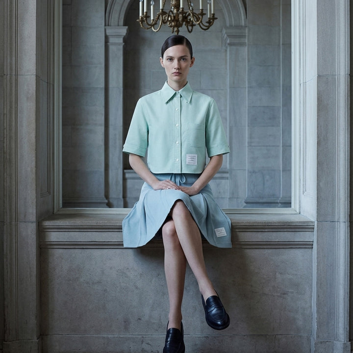Oxford Cropped Short Sleeve Shirt | Thom Browne | Club21 - lifestyle