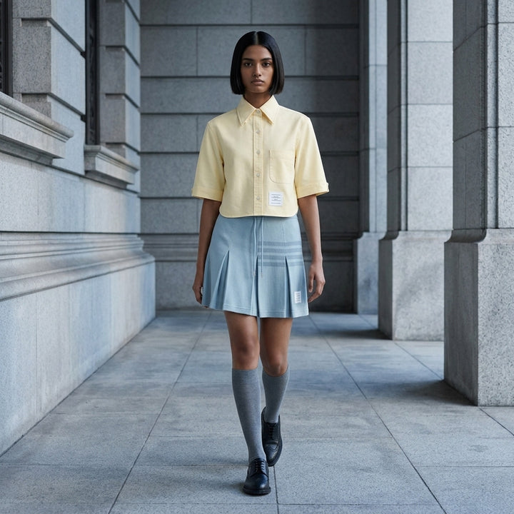 Oxford Cropped Short Sleeve Shirt | Thom Browne | Club21 - lifestyle