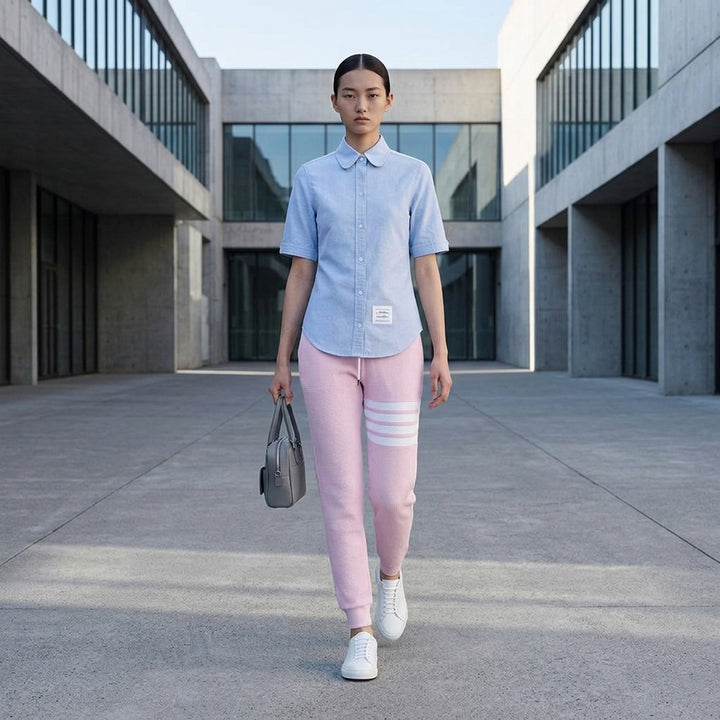 Oxford Round Collar Short Sleeve Shirt | Thom Browne | Club21 - lifestyle