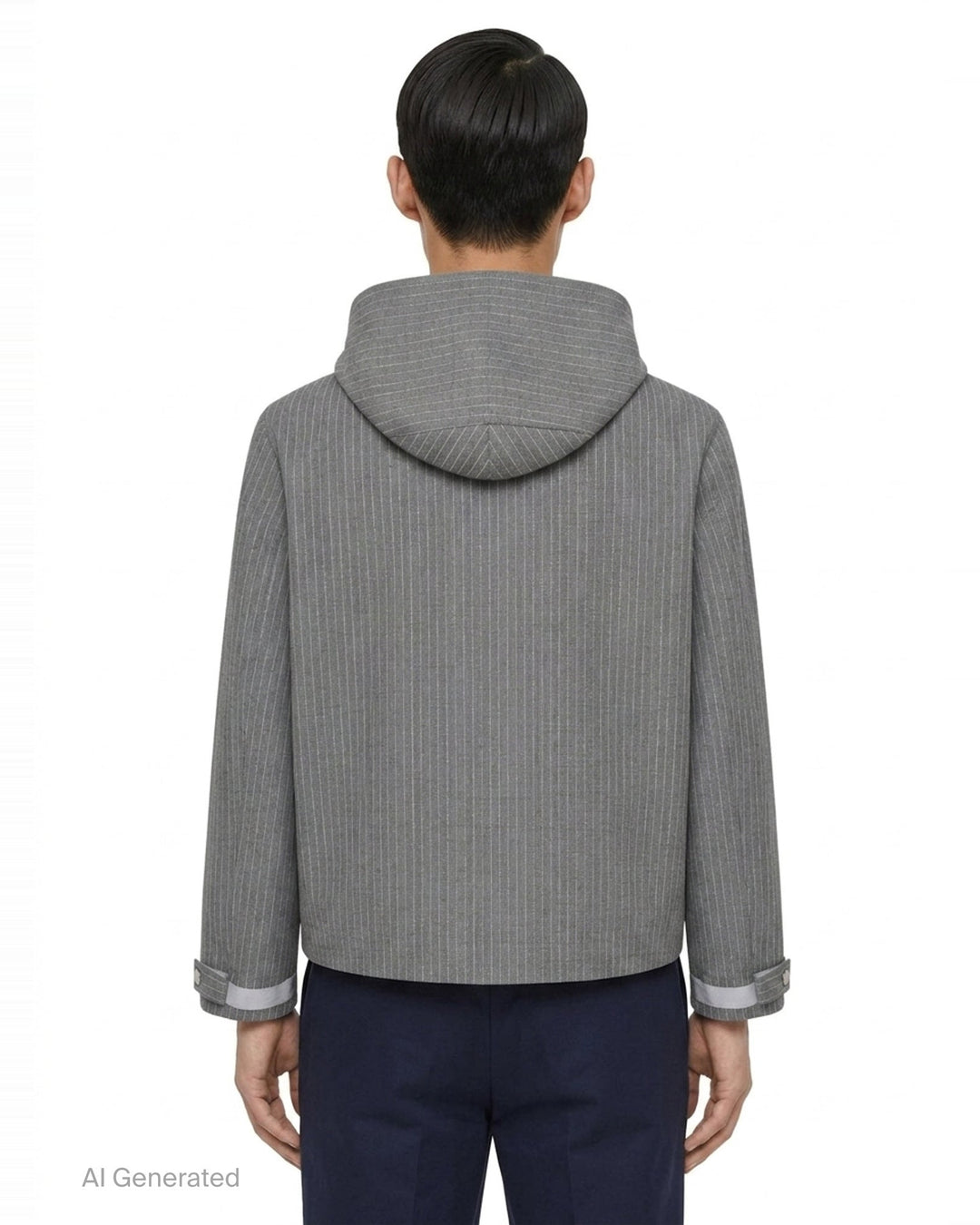Pinstripe Hooded Mariner Jacket | Thom Browne | Club21 - back