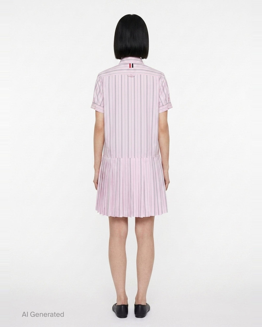 Pleated Bottom Short Sleeve Shirt Dress | Thom Browne | Club21 - back
