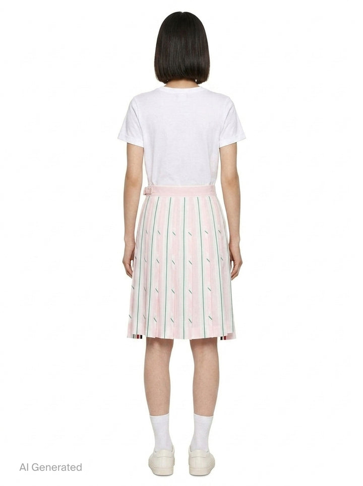 Pleated Striped Mini Skirt | Thom Browne | Club21 - back