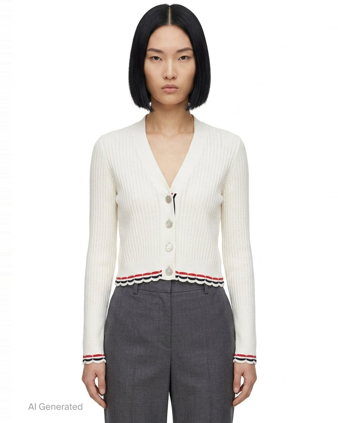 Pointelle Rib Stitch Cardigan | Thom Browne | Club21 - front