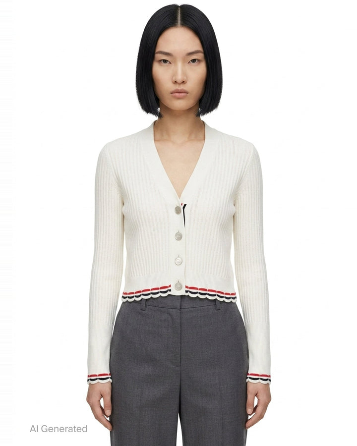 Pointelle Rib Stitch Cardigan | Thom Browne | Club21 - front