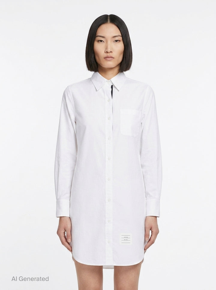 Poplin Mini Shirtdress | Thom Browne | Club21 - front