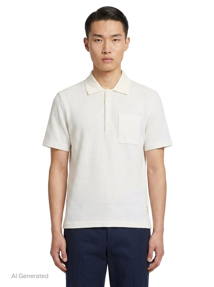 Relaxed Fit Short Sleeve Polo | Thom Browne | Club21 - front