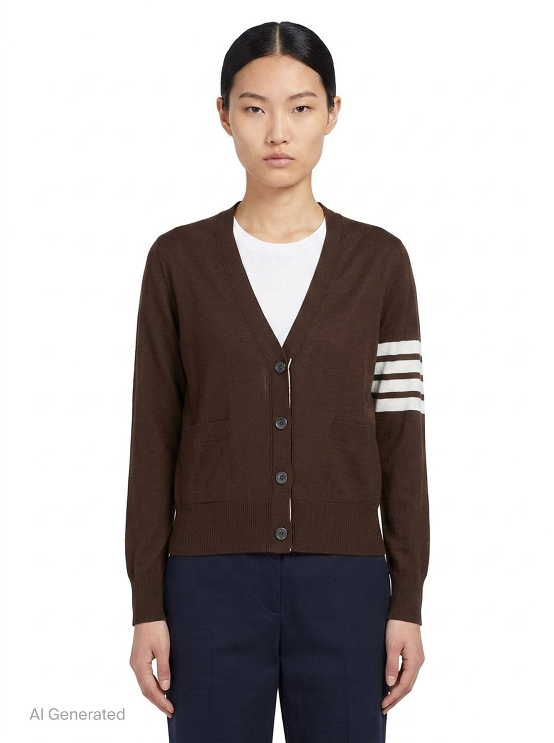 Relaxed Fit V-Neck Cardigan | Thom Browne | Club21 - front