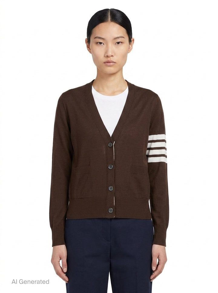 Relaxed Fit V-Neck Cardigan | Thom Browne | Club21 - front