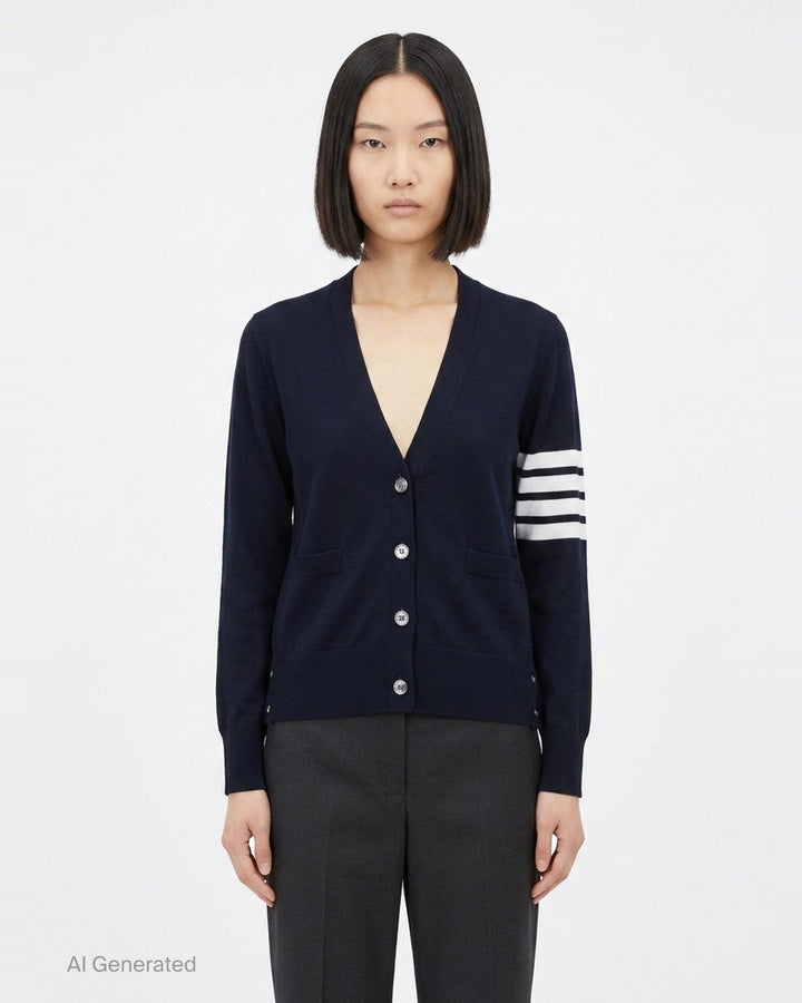 Relaxed Fit V-Neck Cardigan | Thom Browne | Club21 - front