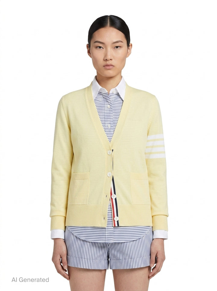 Relaxed Fit V-Neck Cardigan | Thom Browne | Club21 - front