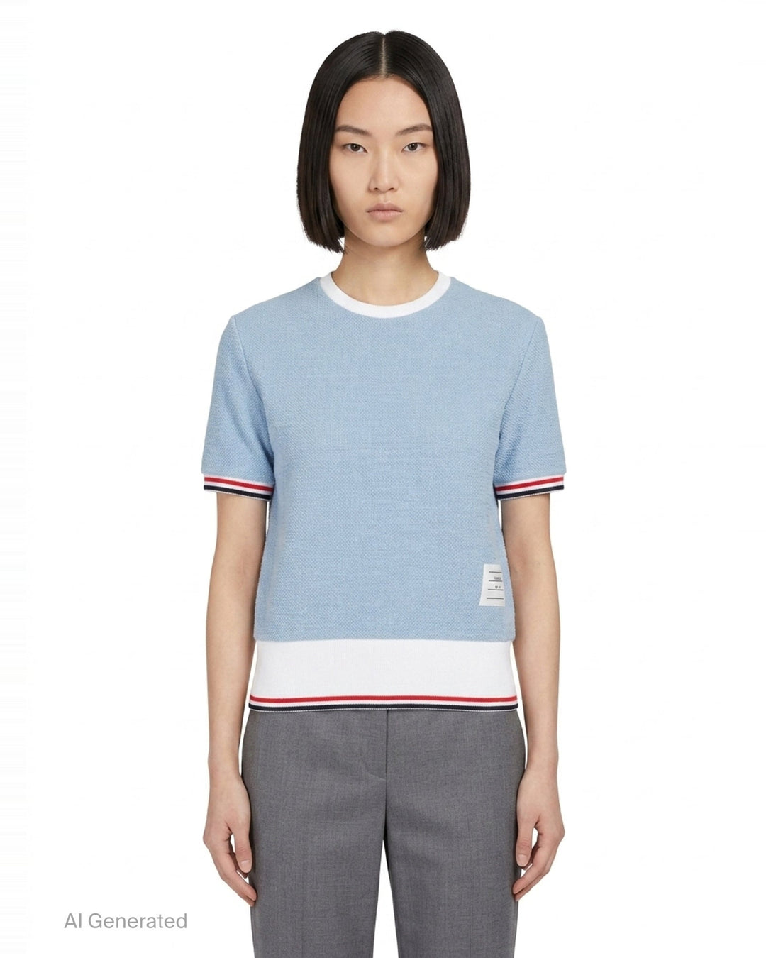 Rib Cuff Short Sleeve Tee | Thom Browne | Club21 - front