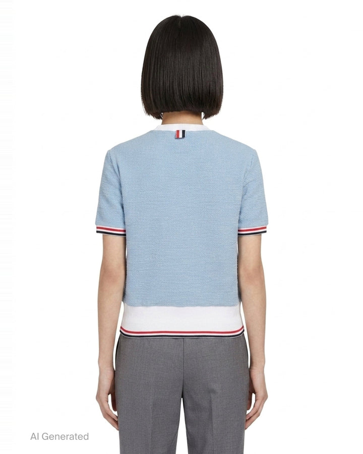 Rib Cuff Short Sleeve Tee | Thom Browne | Club21 - back