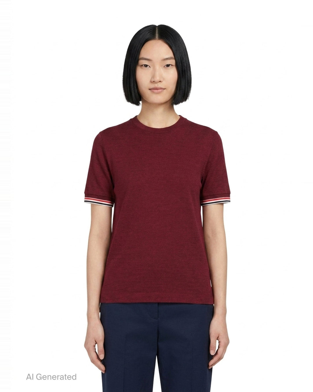 Rib Cuff Tipping Tee | Thom Browne | Club21 - front