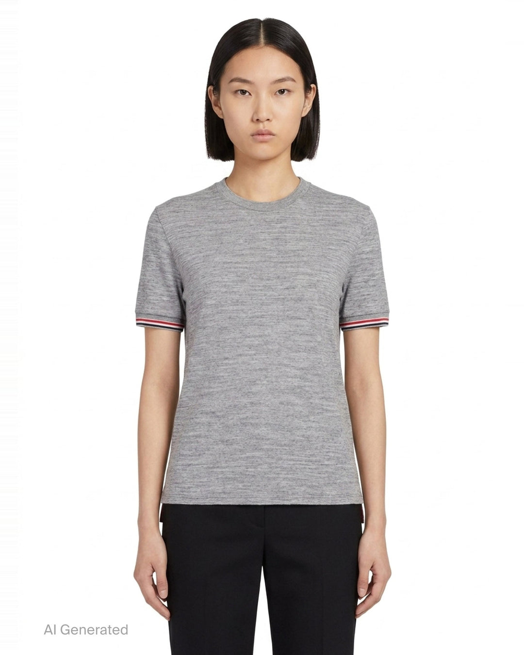 Rib Cuff Tipping Tee | Thom Browne | Club21 - front