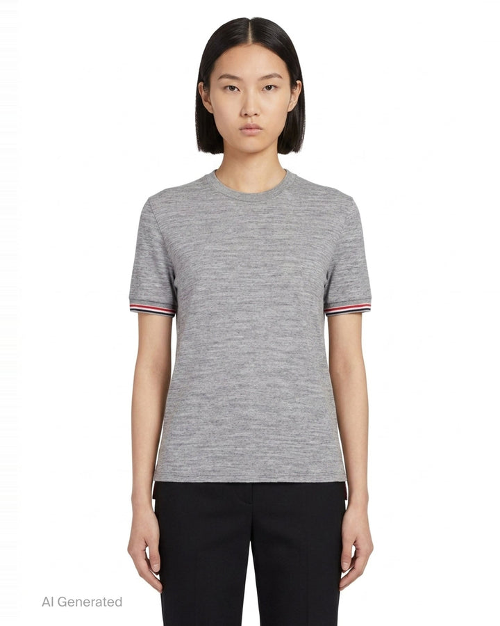 Rib Cuff Tipping Tee | Thom Browne | Club21 - front