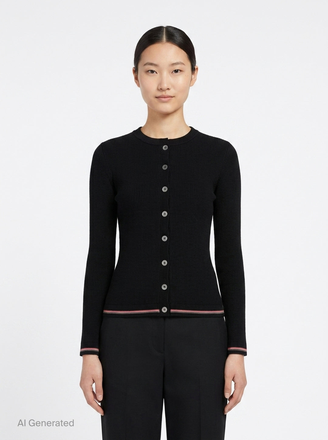 Rib Stitch Crew Neck Cardigan | Thom Browne | Club21 - front