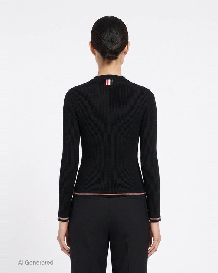Rib Stitch Crew Neck Cardigan | Thom Browne | Club21 - back