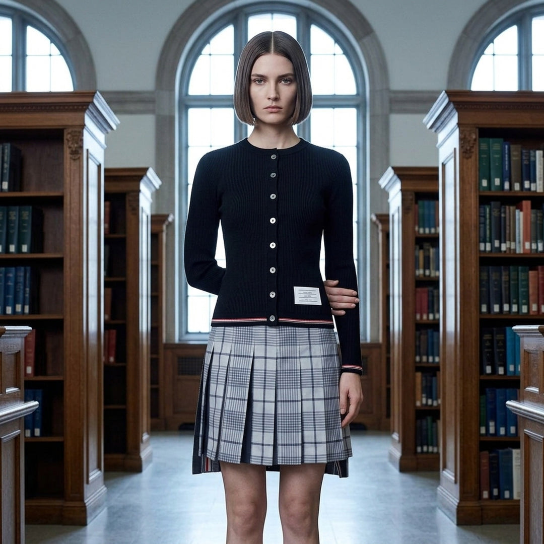 Rib Stitch Crew Neck Cardigan | Thom Browne | Club21 - lifestyle