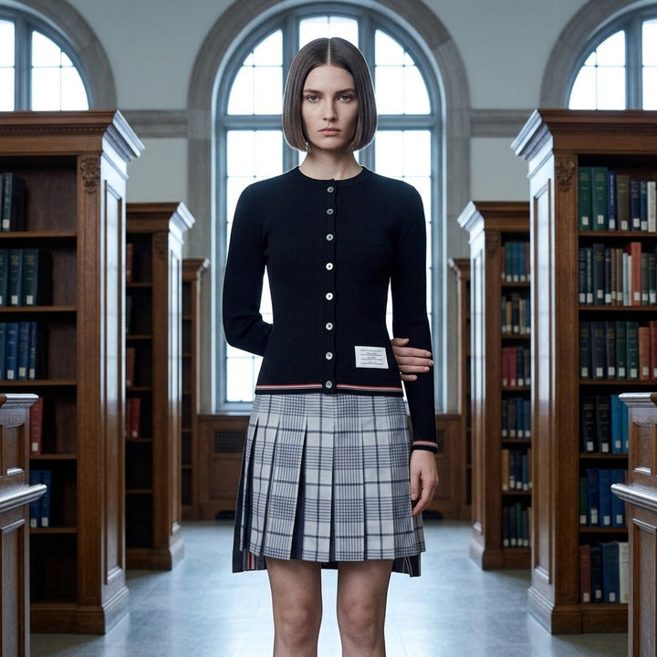 Rib Stitch Crew Neck Cardigan | Thom Browne | Club21 - lifestyle