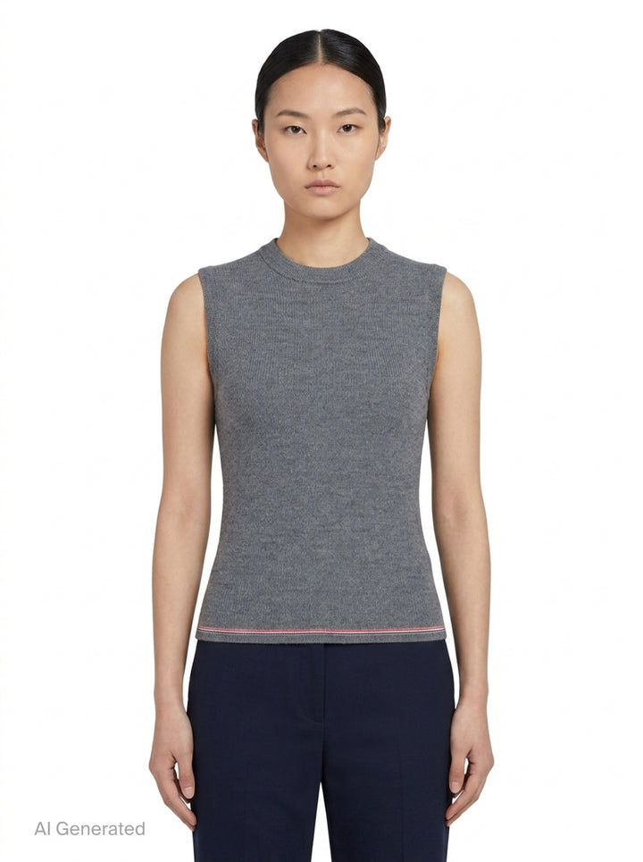 Rib Stitch Merino Shell Top | Thom Browne | Club21 - front
