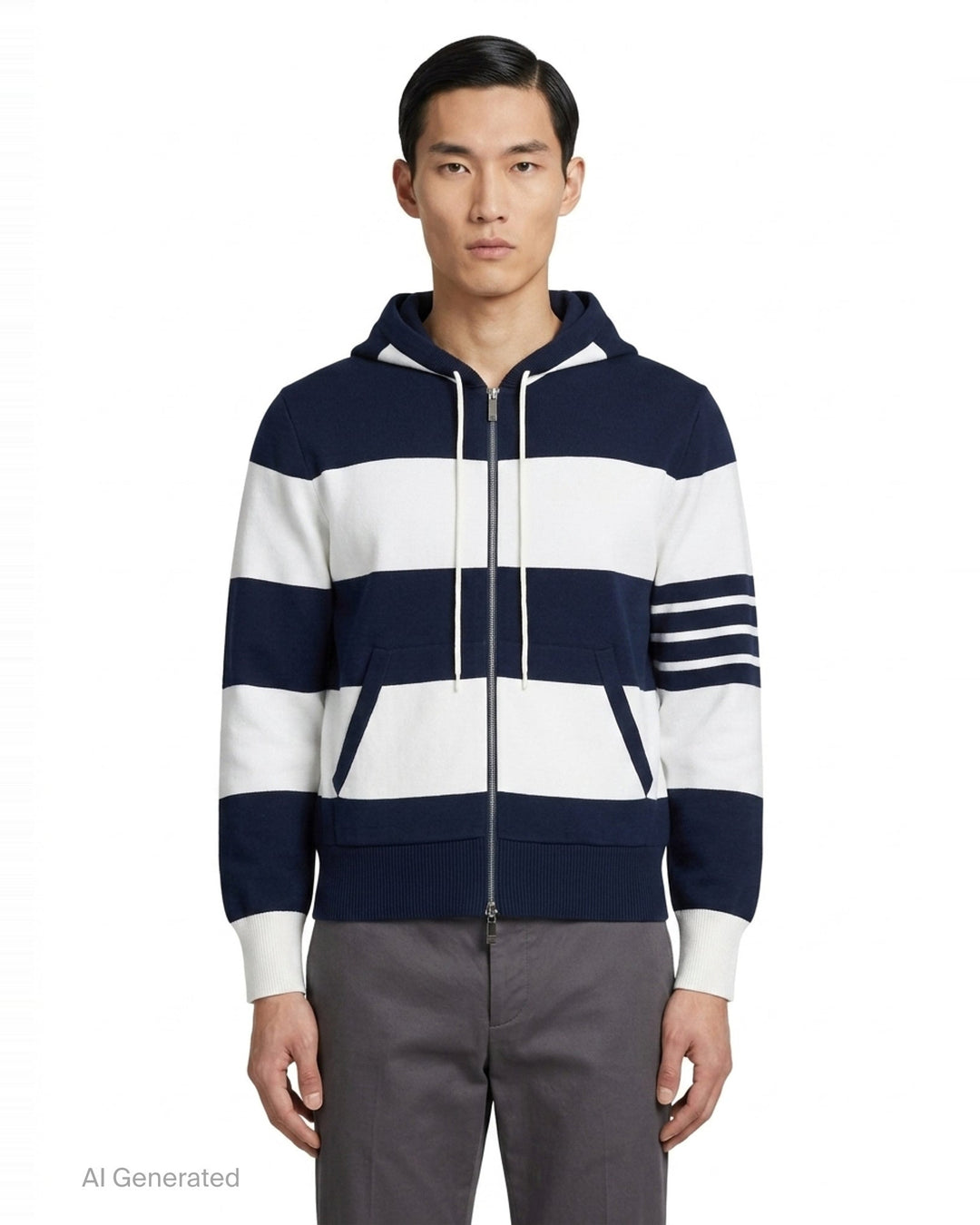 Rugby Stripe Zip Hoodie | Thom Browne | Club21 - front