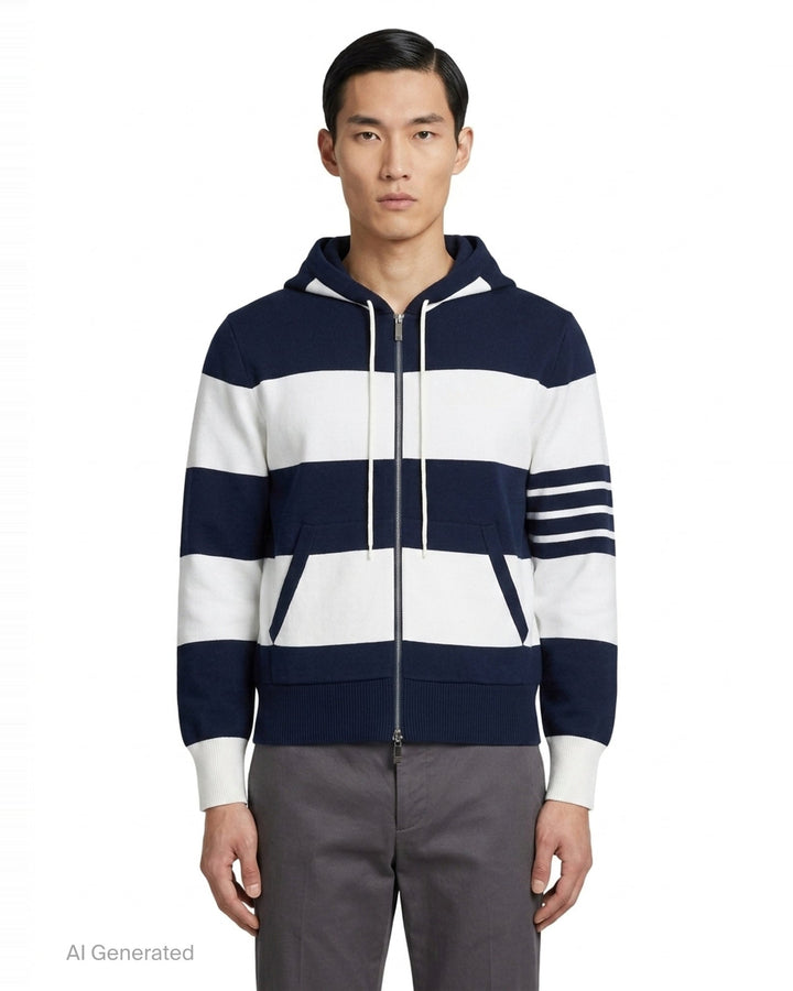 Rugby Stripe Zip Hoodie | Thom Browne | Club21 - front